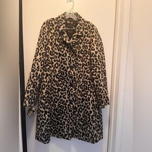 Lane Bryant Black and Tan Leopard Teddy Jacket